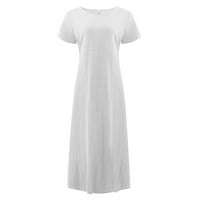 Ženske haljine kratki rukav A-line Dužina gležnja Ležerne prilike sa punim okruglim izrezom Summer haljina bijela m