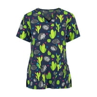 Ženski vrhovi V-izrez Dame bluza Radne odjeće Grafički printira ljeto kratki rukav modni ljubičasti