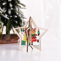 Božićno drvce Mali privjesak Drveni petokračni zvijezda zvona božićne ukrase