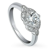 Sterling srebrni cvijet vjenčani prstenovi kubni cirkonij CZ Pasijans Promise Prsten za žene, rodijumske