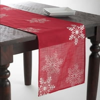 Saro Lifestyle 70196.R1690B in. Snowflake dizajn trkač stola, crvena