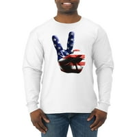 Divlji Bobby, američka zastava mirovni znak za ruke pop kultura muška majica dugih rukava, crna, velika