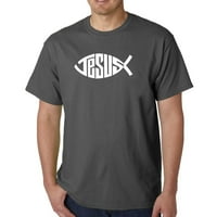 Majica za mušku umjetnost muške umjetnosti - Christian Isus ime ribe simbol