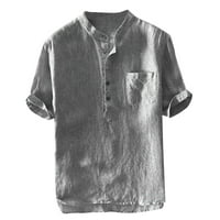 Puawkoer Short T Džepni pamučni vrhovi pamučni vrhovi pamučni vrhovi tračni majica muške muške bluze muške modne sive