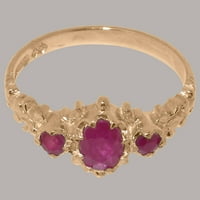 Britanci napravio 14k ružični zlatni prsten sa prirodnim rubinskim ženskim prstenom - Opcije veličine