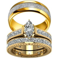 Podudarni prsten Par prstenovi žuti pozlaćeni CT CZ Vjenčani prsten setovi muški titanski prsten