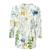 Fjofpr Ženski vrhovi ženske ljetne cvjetne tiskane majice Ljetni casual okrugli vrat kratkih rukava