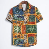 Muške haljine majice muške pamučne posteljine kratki rukav ležerna tiskana havajska majica majica majica