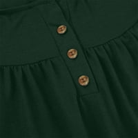 Ženske vrhove Žene V izrez Čvrsta kratkih rukava nagli rucf tunic gumb majica Bluza Green XL