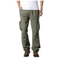Voncosove muške hlače i velike muške hlače - ležerne opuštene fit ravne vrste vanjski više džepova Fitness