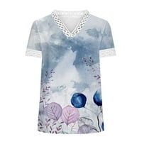Žene Boho Cvjetni print The Casual Plus size Bluza za uredske radne košulje Ljeto kratki rukav Crochet