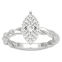 Araiya 14k bijeli zlatni dijamantski prsten za pojas, veličina 8.5