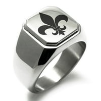 Nehrđajući čelik Fleur de Lis ugravirani kvadratni ravni top top Biker stil polirani prsten