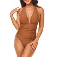 Jednodijelni kupaći kostimi za žene bikini ženske boje s obrubljenim vješanjem plus veličine za kupanje
