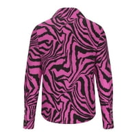 Košulje s gumbom Leanter Dugih rukava Trendy Print Dressy Tops Labavi ovratnik Seksi majice Bluza Moda