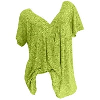 Funicet Womens Tops Plus Veličina Ljetne košulje V izrez kratki rukav cvjetni tiskani tunike Tvrda za bluze na plivanju