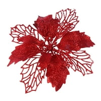 Glitter Poinsettia Cvijeće šuplje umjetno cvijeće Božićni ukrasi Xmas Tree Vise Privjesak