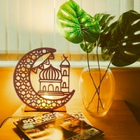 Glad Eid Mubarak ukrasi za tablicu Ramadan ukras Light 3D ručno rađeni drveni mjesec zvijezda LED svjetla