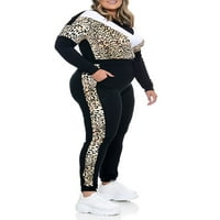 Simooset ženski plus veličina Leopard ubod pulover O-izrez