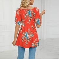 Ženske modne proljeće i ljetne V-izrezene majice MUBBLE kratki rukav Tunic Tops bluza XL