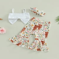 Wassery 4. jula Toddler Djevojke za bebe Ljeto odijelo Ležerno Ležerno pletenje Vest za plimu Cvjetne