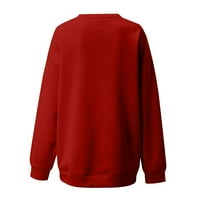 Cuekondy dukserica za žensku modnu print o vratu casual labavo fit pulover dugih rukava s vježbama