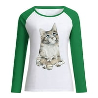 Žene Ležerne prilike Cat Printing Raglan majice s dugim rukavima Bluza HOT8SL4870318