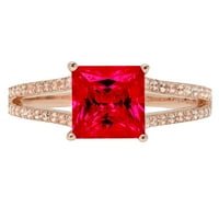 2. CT briljantna princeza Clear Simulirani dijamant 18k Rose Gold Solitaire sa Accentima prsten sz 3.5