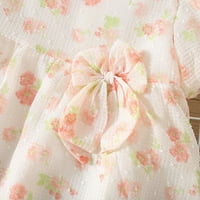 Tosmy haljine za djevojčice Djevojke Djevojke kratkih rukava Bowknot haljina cvjetnih print ruffles