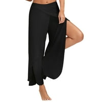 Frehsky Yoga Hlače Žene pune boje Split Visoko rastezanje YOGA Slobodne hlače za vježbanje za žene Crne