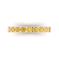 0. CT Sjajan okrugli rez simulirani žuti dijamant 14k Rose Gold Eternity Band SZ 7.75