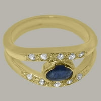 Britanci napravio 9k Yellow Gold Sapphire & Diamond Prsten ženski prsten opcija - Opcije veličine -