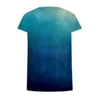 Ženske košulje Ženska modna casual tiskana V-izrez kratki rukav vrh bluza nebesko plavo l