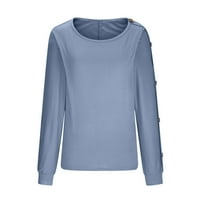 CREW CREW CREW CREW Čvrsto dugme Zimska pad Bluze Trendy vrhovi za žene svijetlo plave veličine m
