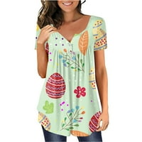 Žene sretne uskrsne majice slatka zečja grafička majica kratkih rukava Crewneck Tee vrhovi bluze žene