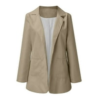 Vedolay vrhovi za žene Ležerne prilike Casual Blazer Solid Blazer Open Front Court Jacket, Khaki XXL