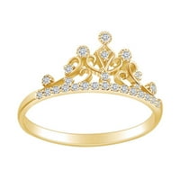 Carat okrugli bijeli prirodni dijamantni prsten kraljice krune zaručni prsten 14K čvrsto žuto zlatne prstene veličine-9,5