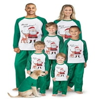Kelajuan božićne pidžame za obitelj, dugih rukava Santa jelen Ispis raglan vrhovi + set hlače u boji