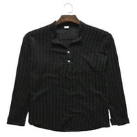 Niveer muškarci T majice stoji ovratnik dugih rukava majica obični osnovni tee gumbi pulover crni m