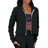 Ženske crne LSU tigrove obrezane sa punim zip hoodie