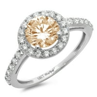 1.86ct okrugli rez smeđi prirodni morgatit 18k Bijelo zlato Graviranje Izjava bridalna godišnjica Angažovanje vjenčanog halo prstena veličine 5.75