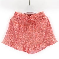 Pgeraug hlače za ženske kratke hlače Elastična visoko struka ruffle cvjetni print udobni plaža kratke