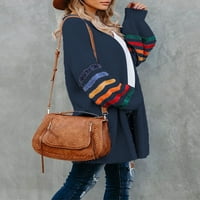 Asvivid Women Cardigani džemperi Otvoreni prednji trak pleteni dugi džemperi Jakna labavi fit colorblock odjeća