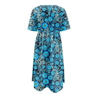 Clearsance Ljetne haljine za žene okrugli izrez otisnuti A-line Srednja dužina Slobodno vrijeme kratkih