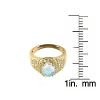 Zlato preko srebra sterlinga sa prirodnim življenjem Opal Topaz i bijeli Topaz Halo prsten
