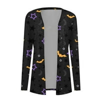 Yubatuo Womens Halloween Cardigan s dugim rukavima otvorena prednja mekana jakna od drapera plus veličine