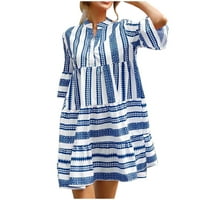 Ljetna pruga za žensku traku Maplopolo, haljina s kratkim rukavima Haljina za sunčanje mini haljina