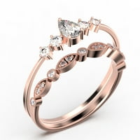 Zasljepljujući minimalistički 1. karatni kruški rez dijamantski prsten za vjenčani prsten, pristupačni