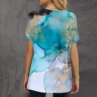 Ljetne ženske košulje ženske modne ležerne print Okrugli vrat kratkih rukava tiskani majica nebesko