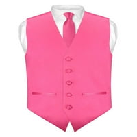 Muški vitki fit haljina prsluk mršav kravat vruća ružičasta fuksija 2.5 kravata vrata Hanky ​​XL